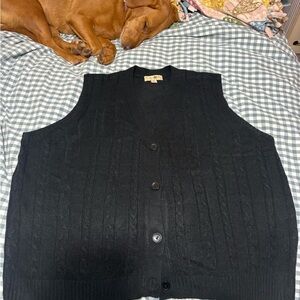 Black Button-Up Sweater Vest